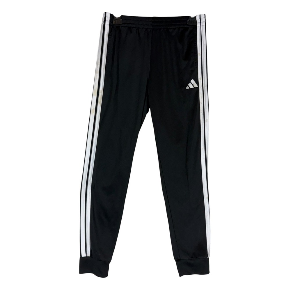 Adidas Pants Girls 14 L Black Slim Fit 3 Stripe Track Ankle Athletic Jogger